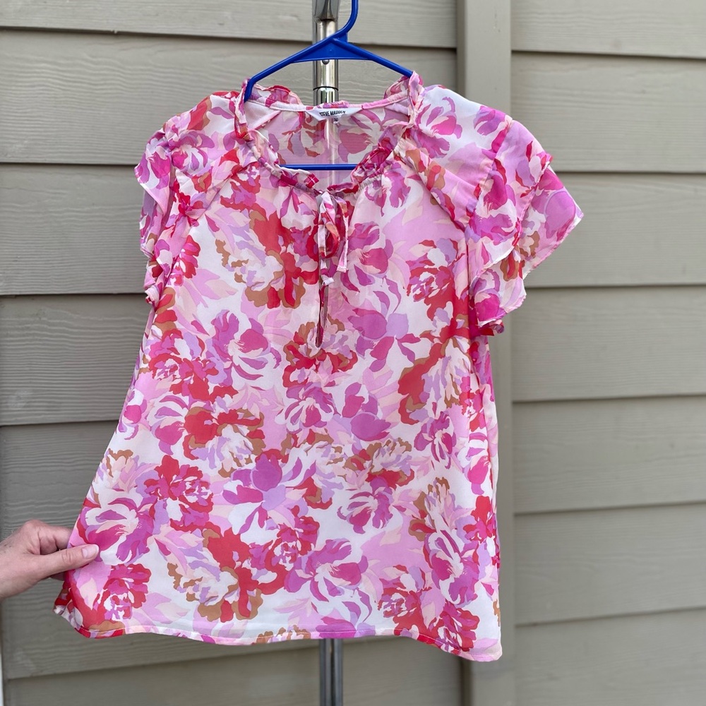 Steve Madden Pink Floral Blouse